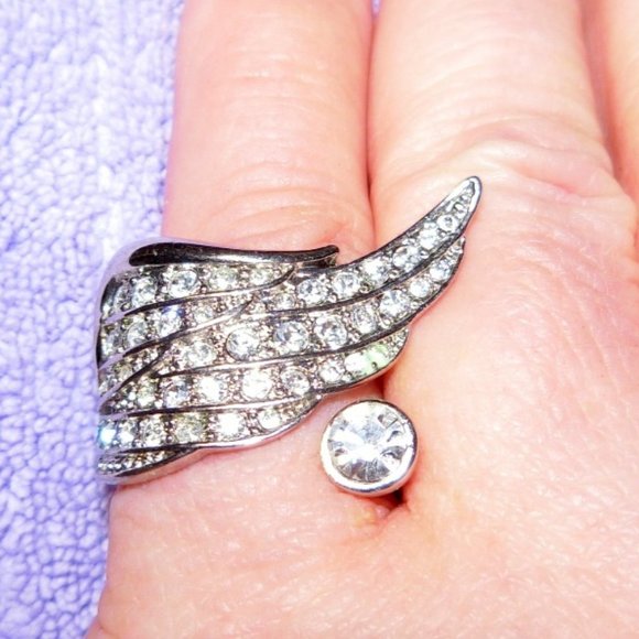Vintage Jewelry - VTG  "White Copper" Adjustable Angel Wing & Round "Star" Ring w/Inscription!